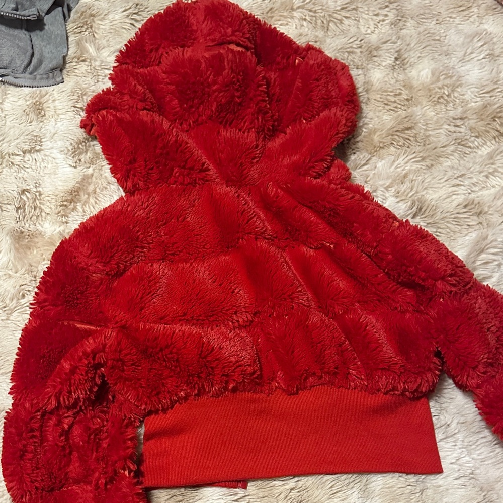 SHEIN Red Fuzzy Puffer Jacket - Picture 3 of 3